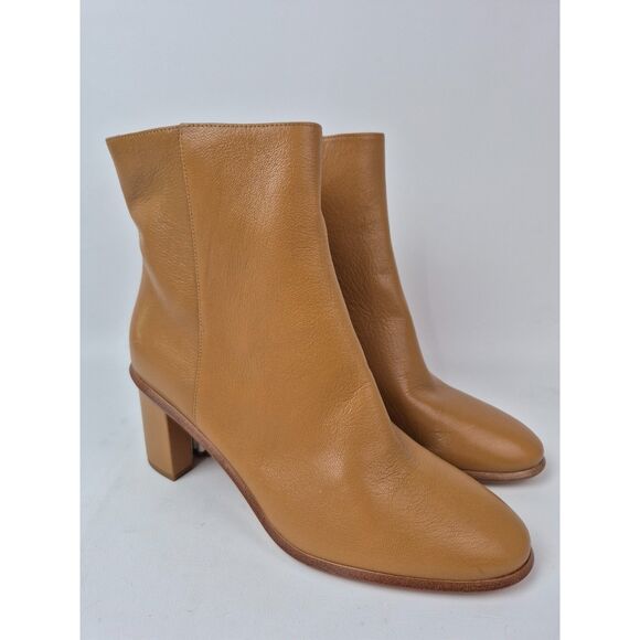 Tory Burch Women's Brown Brooke Stamped Heel Leather Bootie Size 10.5 - Picture 1 of 7